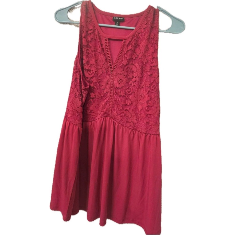 Torrid Pink Lace Overlay Sleeveless Peplum Tank Top Womens Size 0 L
